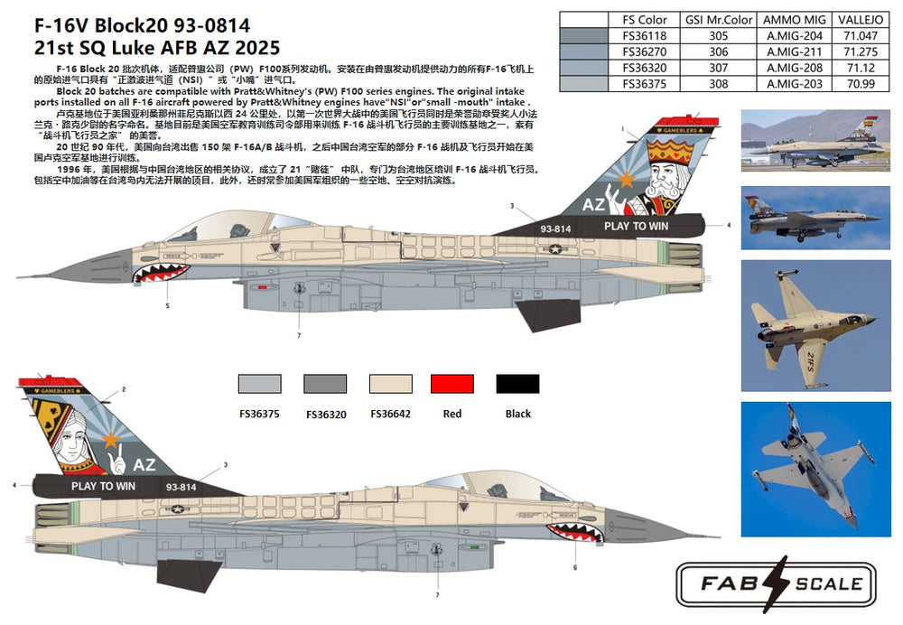 FabScale FD48067 F-16V Block 20 21st SQ Luke AFB AZ 2025 1:48