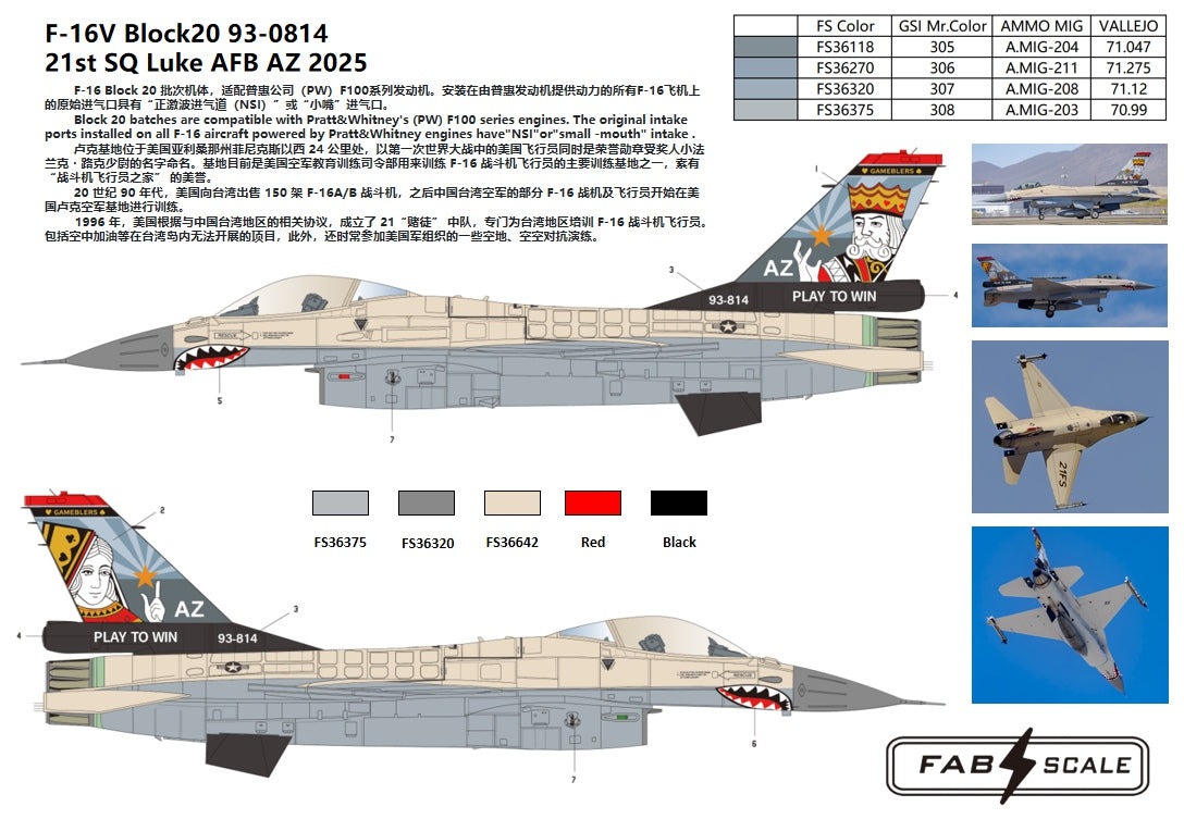 FabScale FD48067 F-16V Block 20 21st SQ Luke AFB AZ 2025 1:48