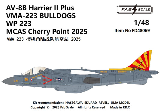 FabScale FD48069 AV-8B Harrier II+ VMA-223 Bulldogs 2025 1:48