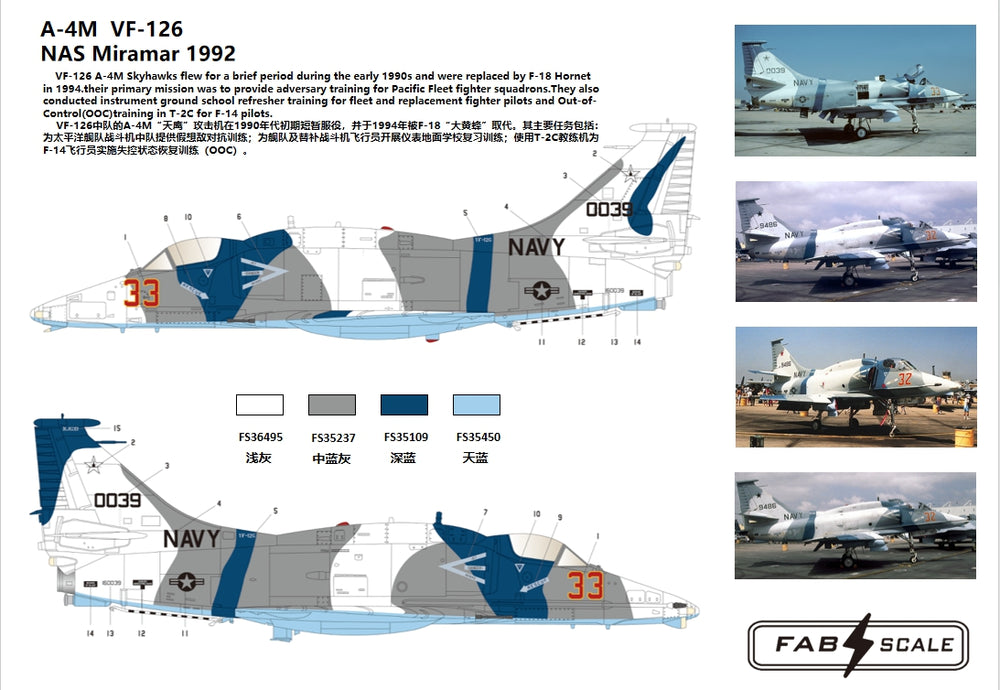 FabScale Studio FD48076 1:48 Douglas A-4M Skyhawk VF-126 NAS Miramar 1992