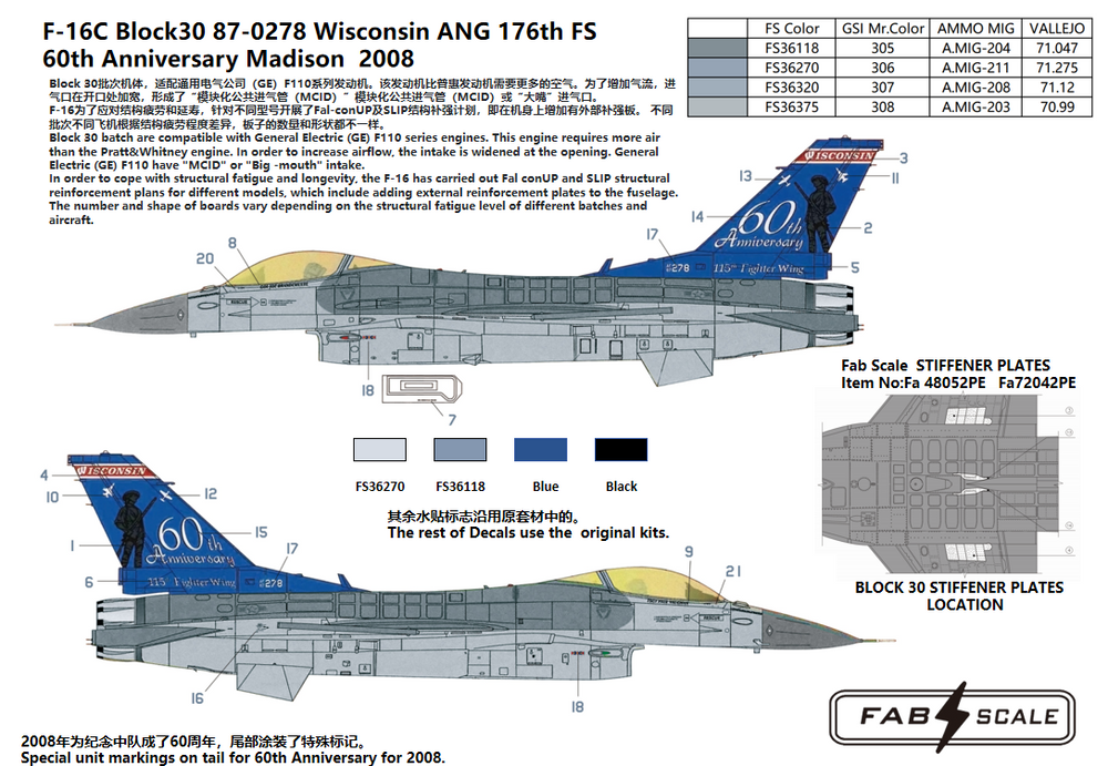FabScale FD72003 F-16C Wisconsin ANG 60th Anniversary 1:72