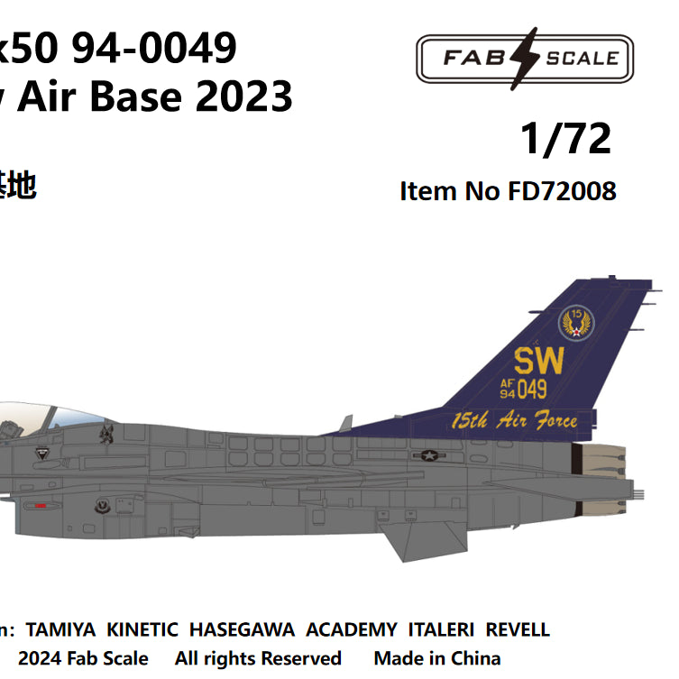 FabScale FD72008 F-16C Block 50 15th AF Shaw AB 2023 1:72