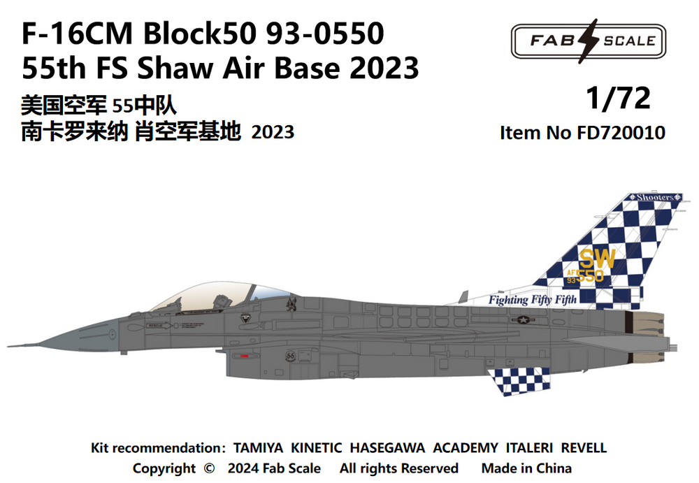 FabScale FD72010 F-16C Block 50 55th FS Shaw AB 2023 1:72