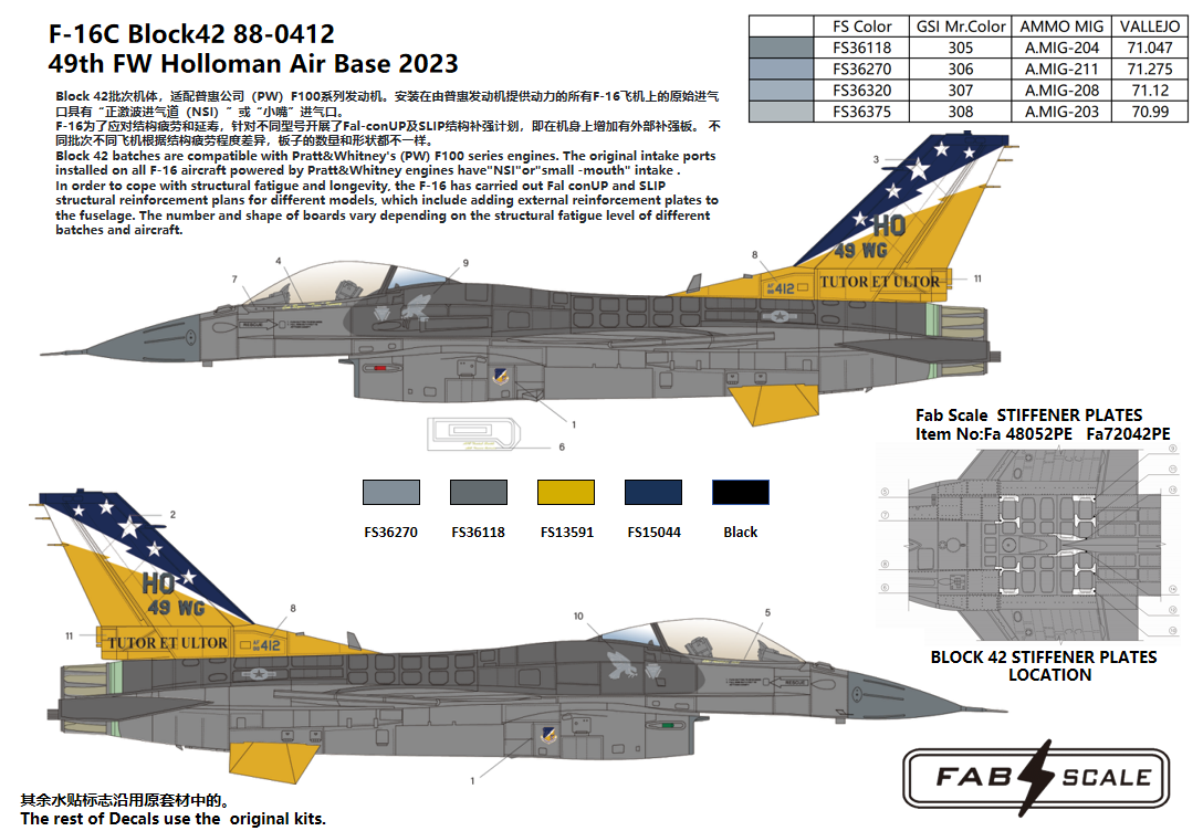 FabScale FD72011 F-16C Block 42 49th FW Holloman 2023 1:72