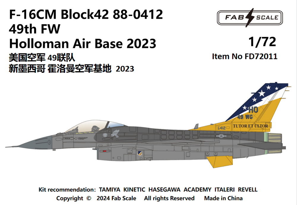 FabScale FD72011 F-16C Block 42 49th FW Holloman 2023 1:72