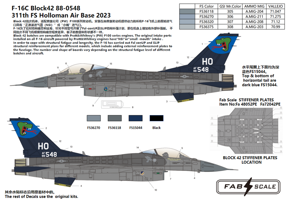 FabScale FD72012 F-16CM Block 42 311st FS Holloman 2023 1:72