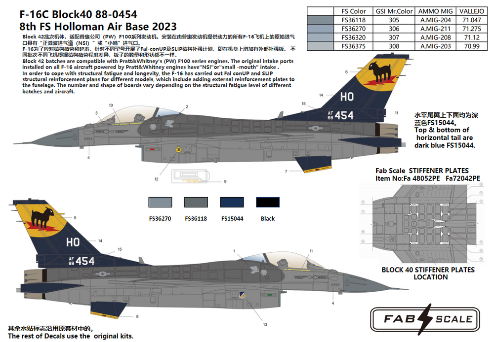 FabScale FD72013 F-16CM Block 40 8th FS Holloman 2023 1:72