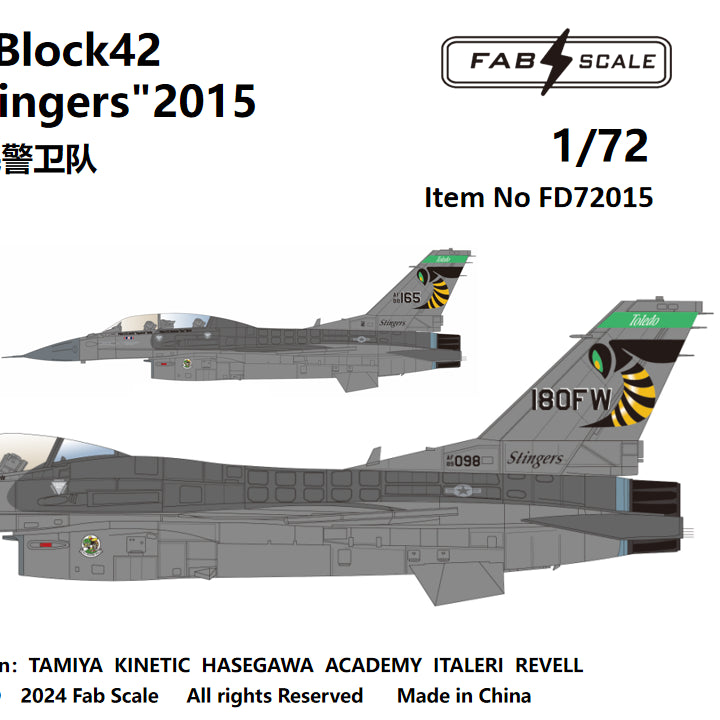FabScale FD72015 F-16CM/DM Block 42 180th FW Stingers 2015 1:72