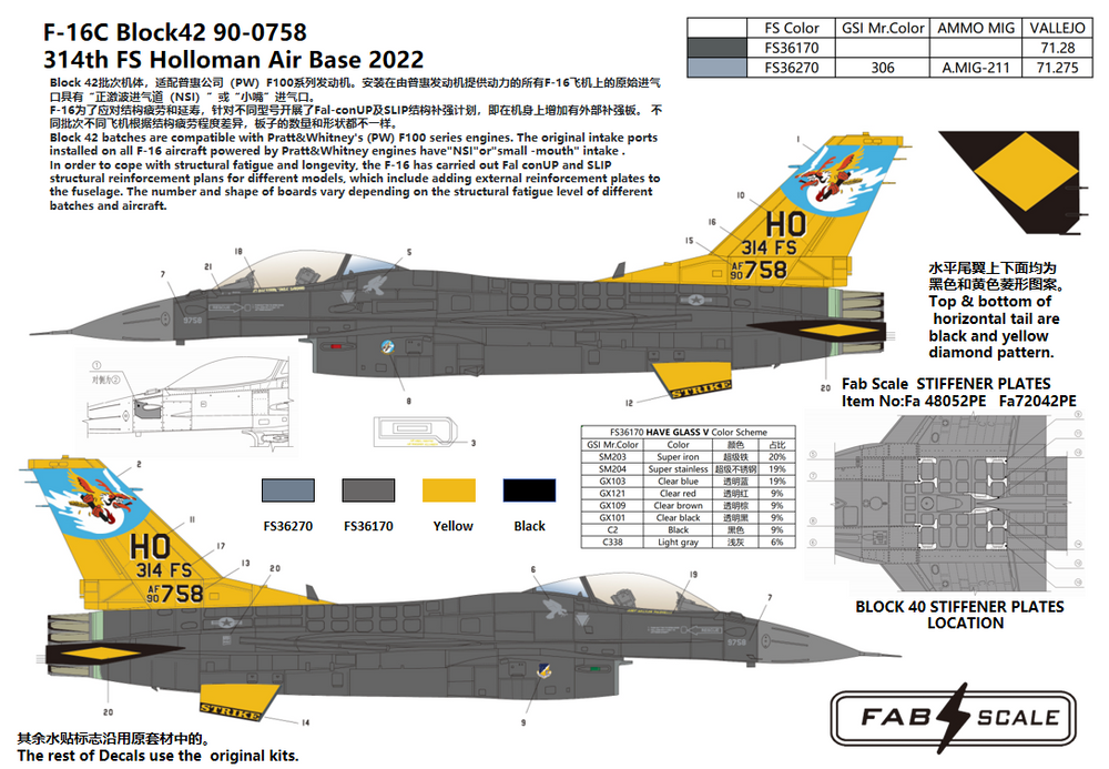FabScale FD72018 F-16CM Block 42 314th FS Holloman 2023 1:72