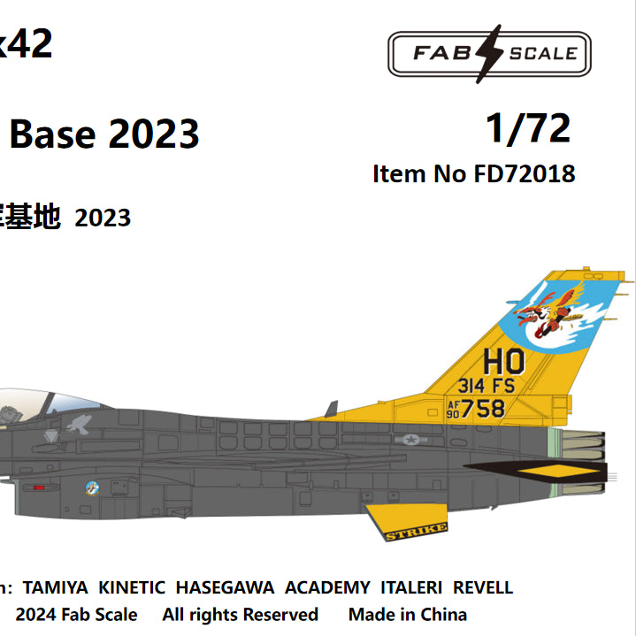 FabScale FD72018 F-16CM Block 42 314th FS Holloman 2023 1:72