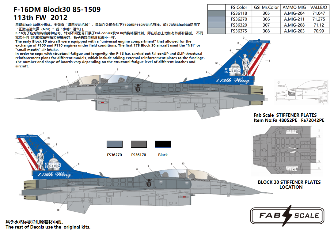 FabScale FD72022 F-16DM Block 30 DC ANG Andrews AFB 2012 1:72