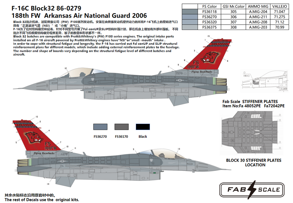 FabScale FD72025 F-16CM Block 32 Arkansas ANG 2006 1:72
