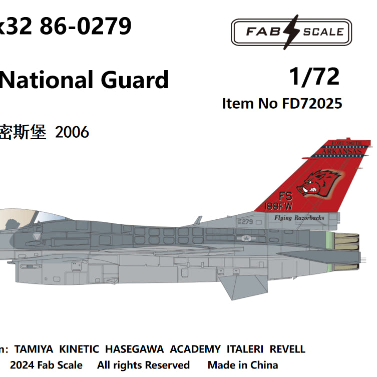 FabScale FD72025 F-16CM Block 32 Arkansas ANG 2006 1:72