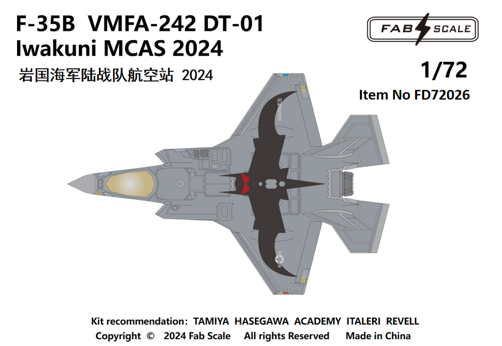FabScale Studio FD72026 1:72 F-35B VMFA-242 DT-01 Iwakuni MCAS 2024