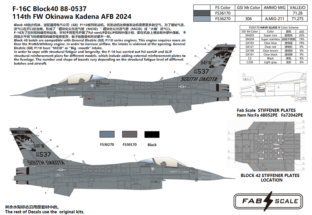 FabScale FD72030 F-16CM Block 40 114th FW Kadena 2024 1:72