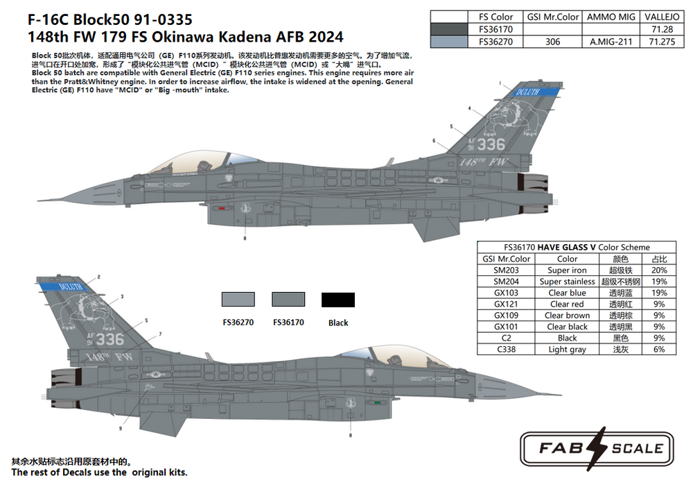 FabScale FD72031 F-16C Block 50 148th FW Kadena 2024 1:72