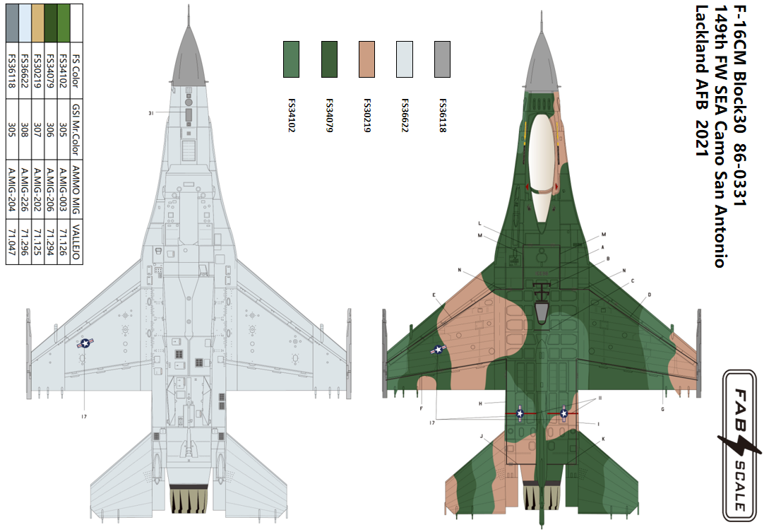 FabScale FD72032 F-16CM Block 30 SEA Camo San Antonio 2021 1:72