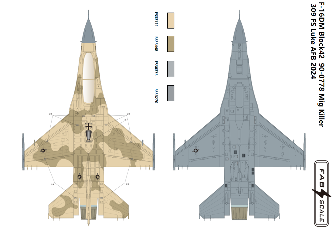 FabScale FD72033 F-16DM Block 42 MiG Killer Luke AFB 2024 1:72