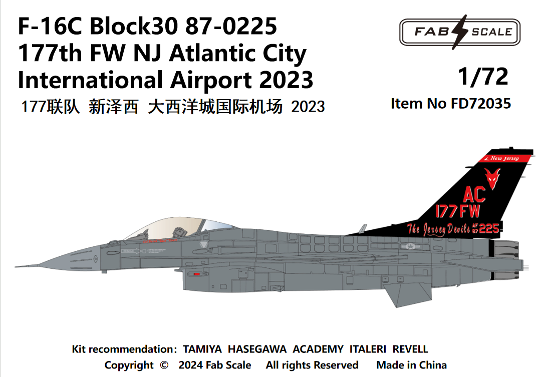 FabScale FD72035 F-16C Block 30 NJ Atlantic City 2023 1:72