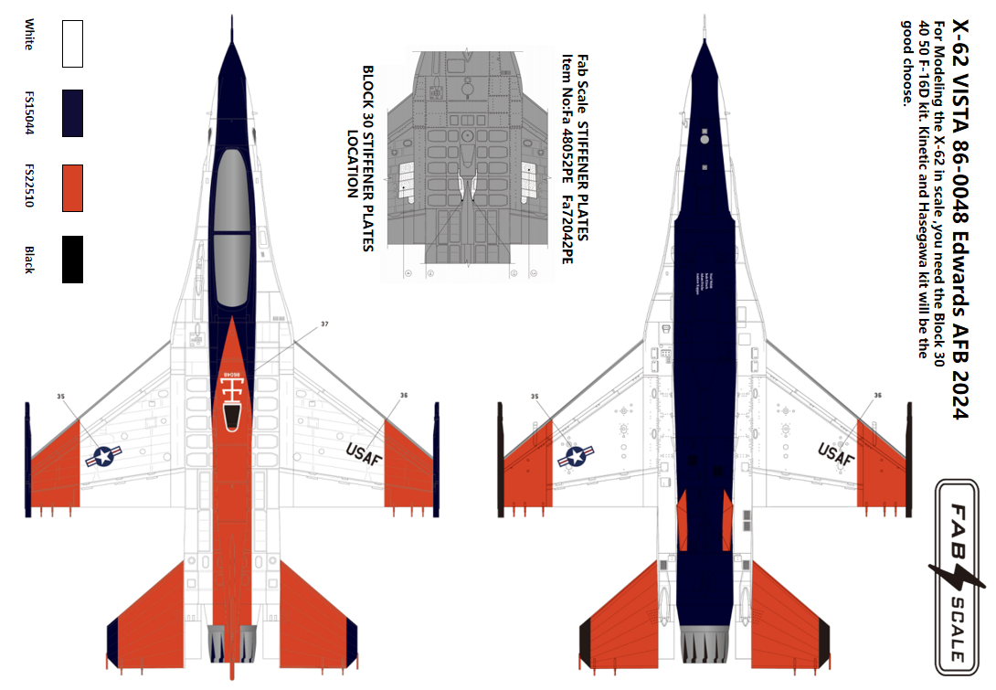 FabScale Studio FD72037 1:72 X-62 VISTA 86-0048 Edwards AFB 2024