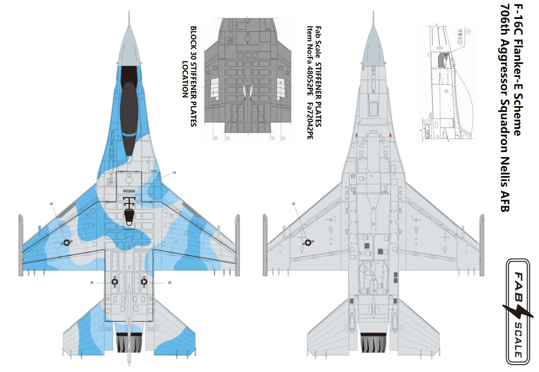 FabScale FD72048 F-16C Block 30 Flanker-E 706th Aggressor 1:72