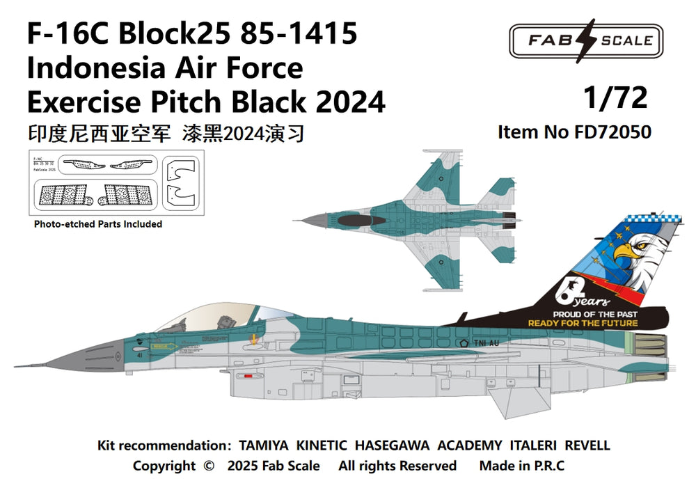 FabScale FD72050 F-16C Block 25 Indonesia AF Pitch Black 2024 1:72