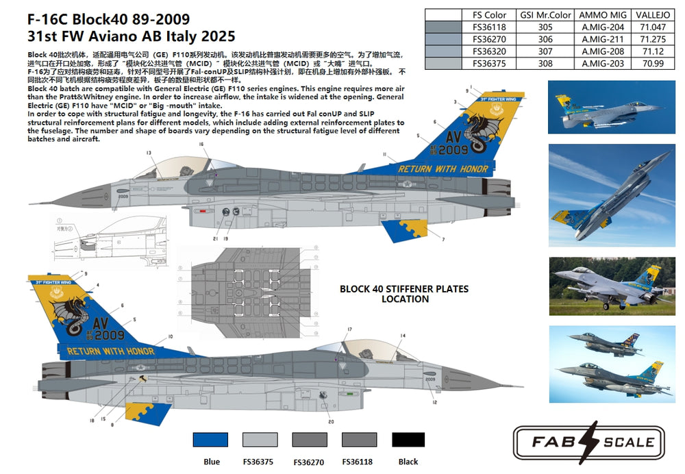 FabScale FD72065 F-16C Block 40 31st FW Aviano AB 2025 1:72