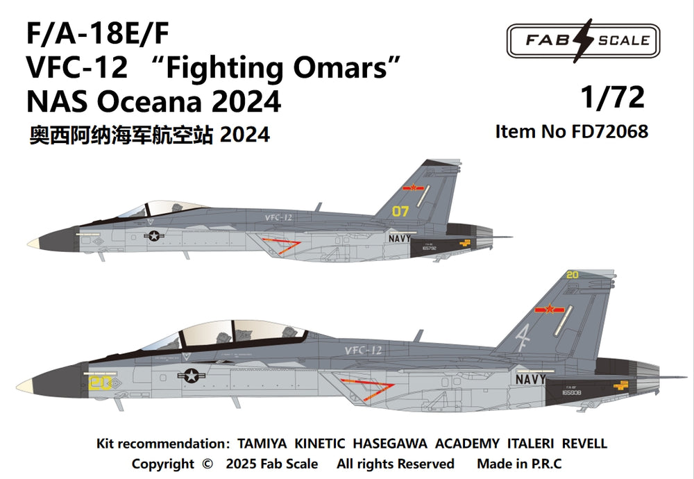 FabScale FD72068 F/A-18E/F Super Hornet VFC-12 Omars 2024 1:72