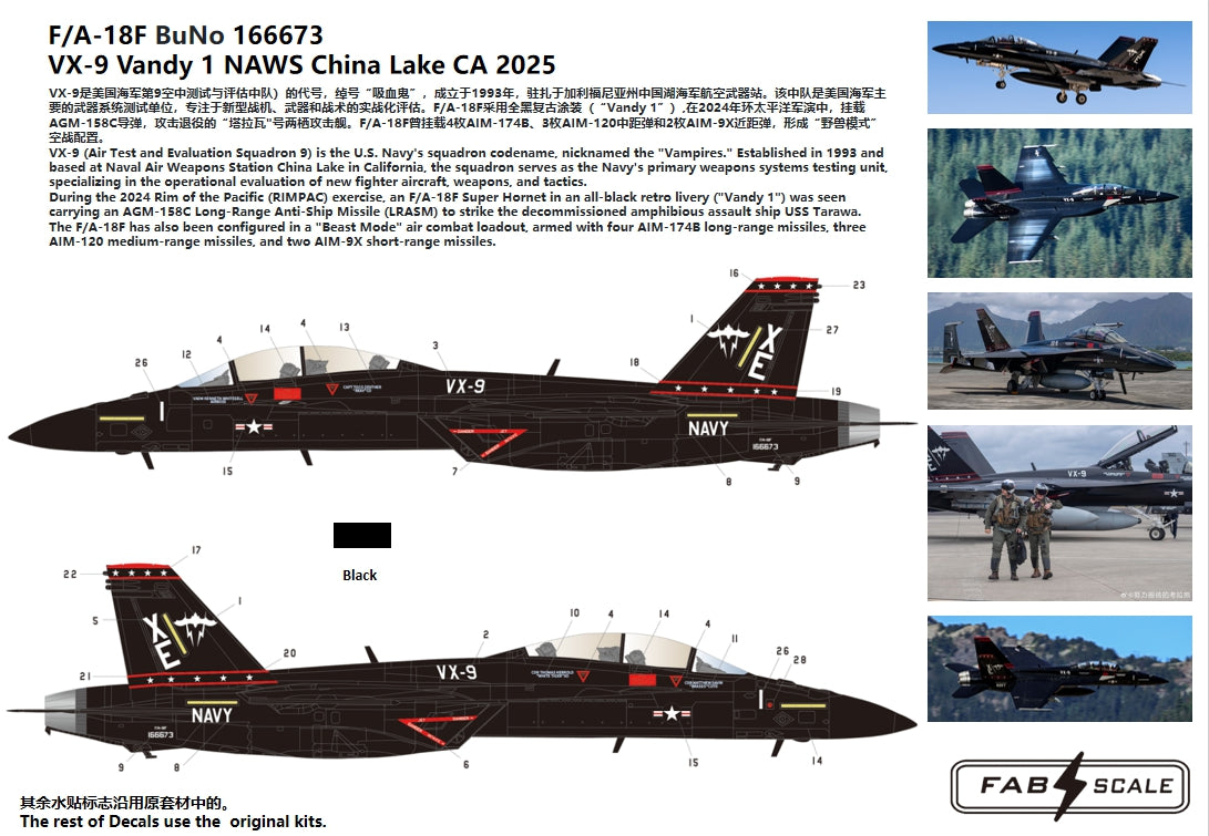 FabScale FD72073 F/A-18F Super Hornet VX-9 Vandy 1 2025 1:72
