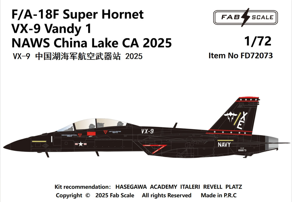 FabScale FD72073 F/A-18F Super Hornet VX-9 Vandy 1 2025 1:72