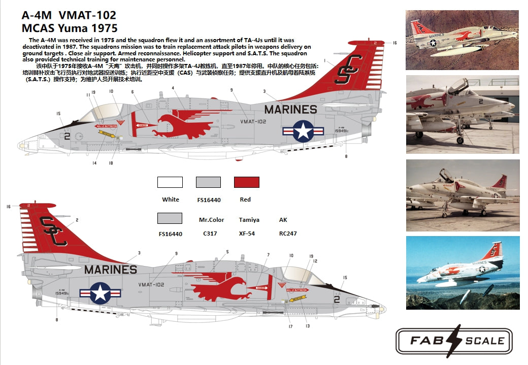 FabScale Studio FD72075 1:72 Douglas A-4M Skyhawk VMAT-102 MCAS Yuma 1975