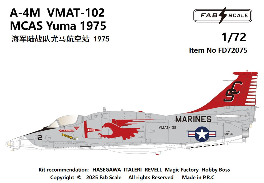 FabScale Studio FD72075 1:72 Douglas A-4M Skyhawk VMAT-102 MCAS Yuma 1975