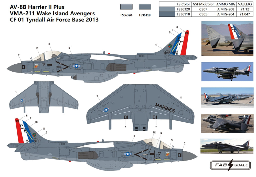 FabScale Studio FD72078 1:72 McDonnell-Douglas AV-8B+ Harrier VMA-211 2013