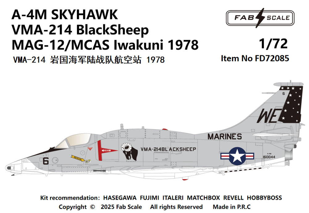 FabScale FD72085 Douglas A-4M Skyhawk VMA-214 Blacksheep 1978 1:72