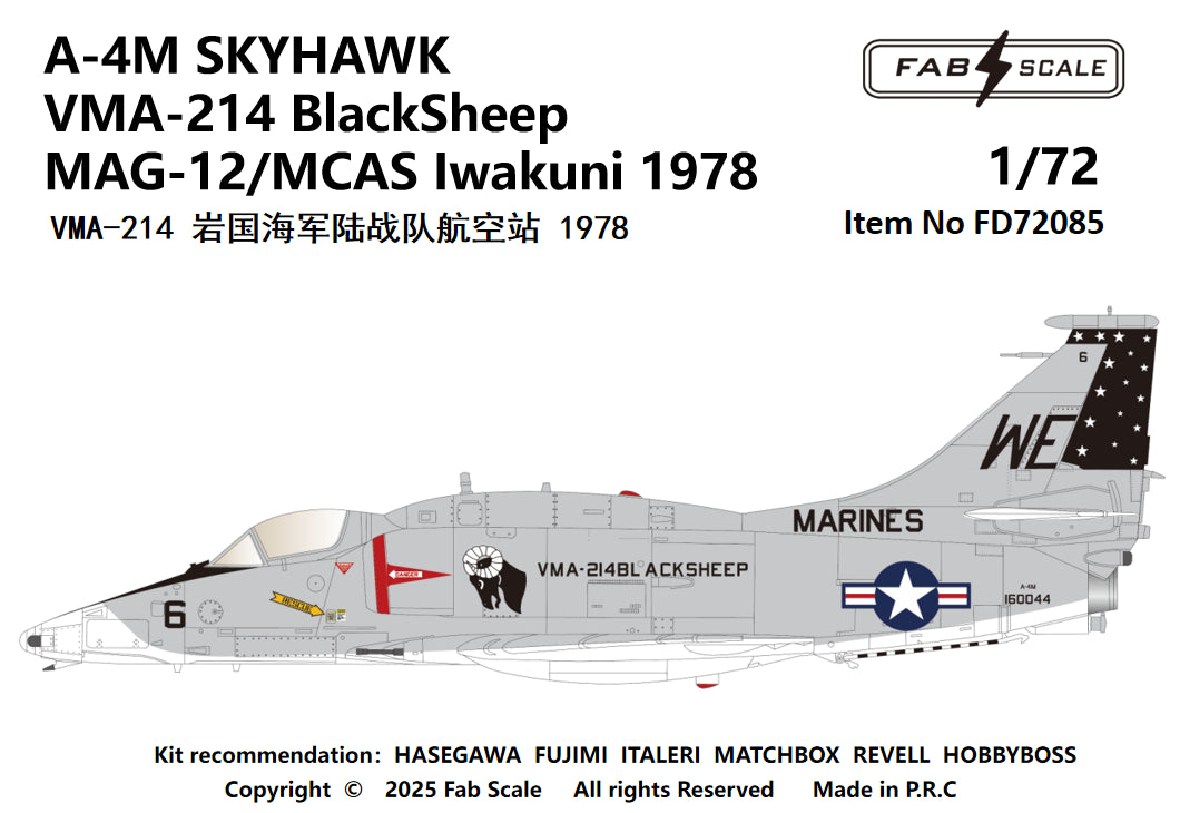 FabScale FD72085 Douglas A-4M Skyhawk VMA-214 Blacksheep 1978 1:72