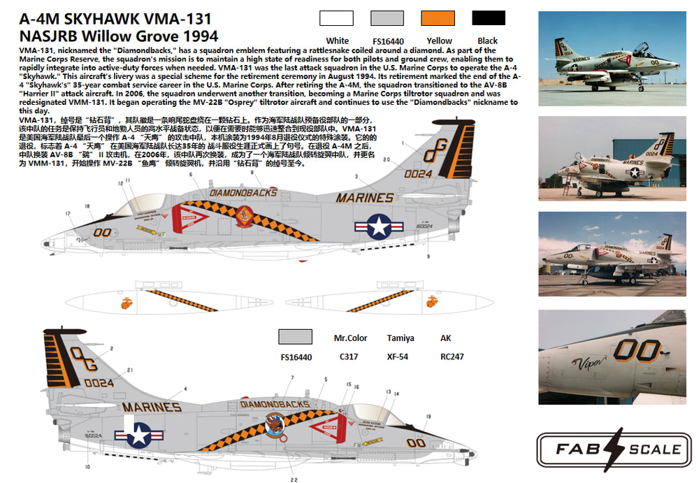 FabScale Studio FD72086 1:72 Douglas A-4M Skyhawk VMA-131 NASJRB Willow Grove