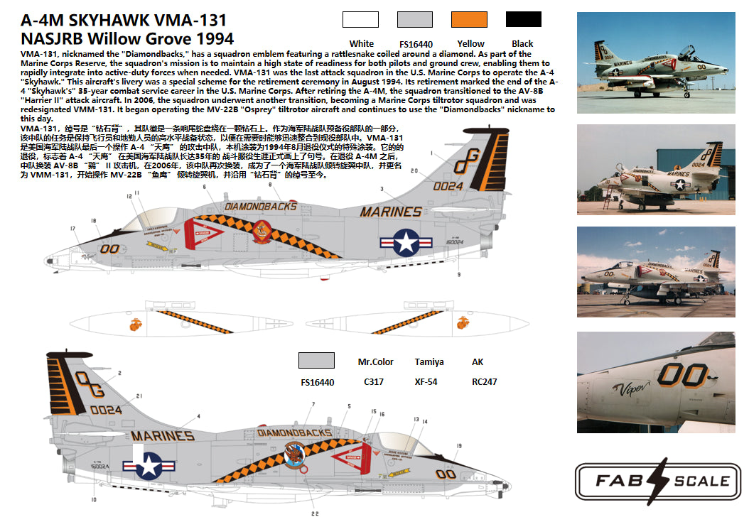 FabScale Studio FD72086 1:72 Douglas A-4M Skyhawk VMA-131 NASJRB Willow Grove