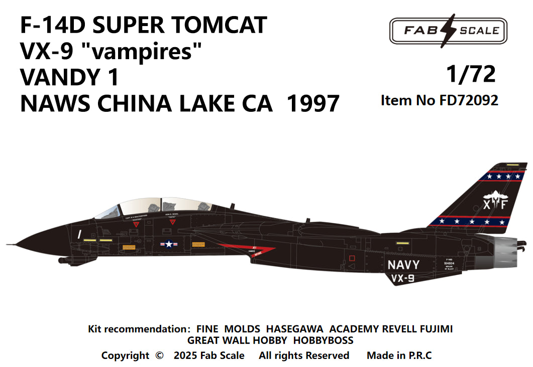 FabScale FD72092 F-14D Super Tomcat VX-9 Vandy 1 1997 1:72