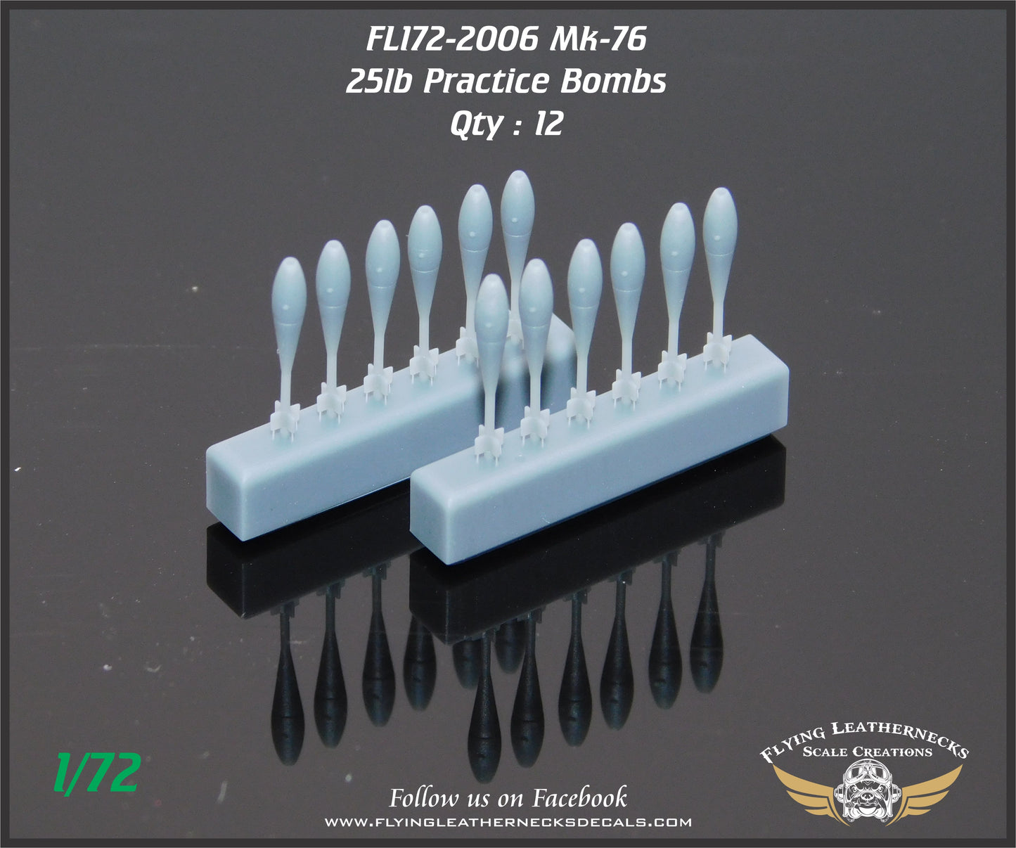 Flying Leathernecks FL172-2006 1:72 Mk-76 25lb Practice Bombs 3D-printed