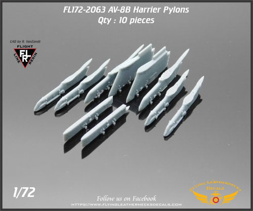 Flying Leathernecks FL172-2063 AV-8B Harrier II Pylons (Set of 10) 1:72