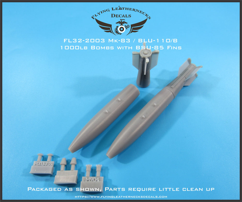 Flying Leathernecks FL32-2003 1:32 Mk-83 1000lb Bombs with BSU-85 fins