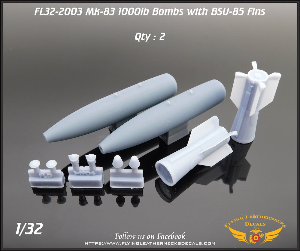 Flying Leathernecks FL32-2003 1:32 Mk-83 1000lb Bombs with BSU-85 fins