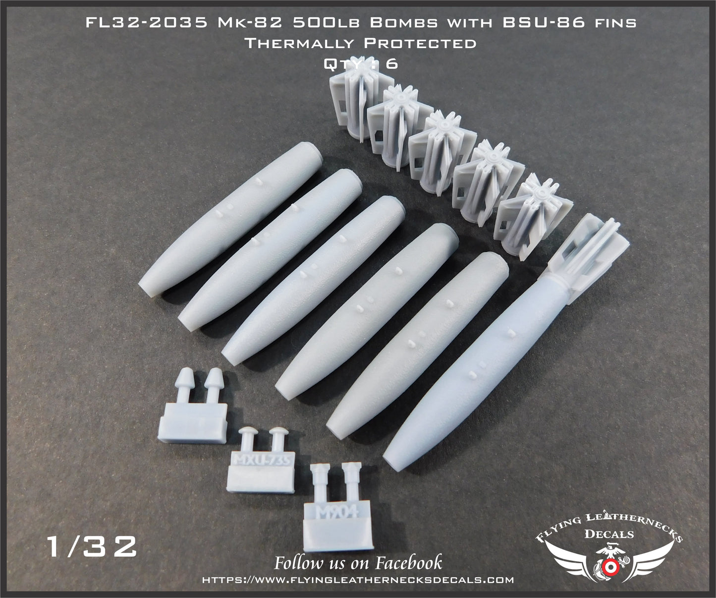 Flying Leathernecks FL32-2035 1:32 Mk-82 thermally protected BSU-86 retarded fin