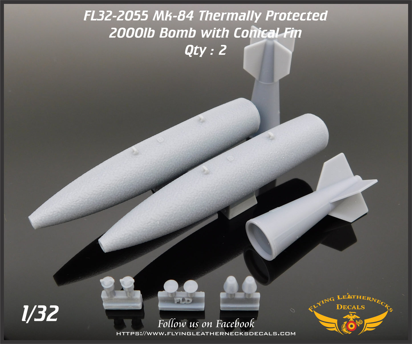 Flying Leathernecks FL32-2055 1:32 Mk-84 2000lb bomb with conical fins