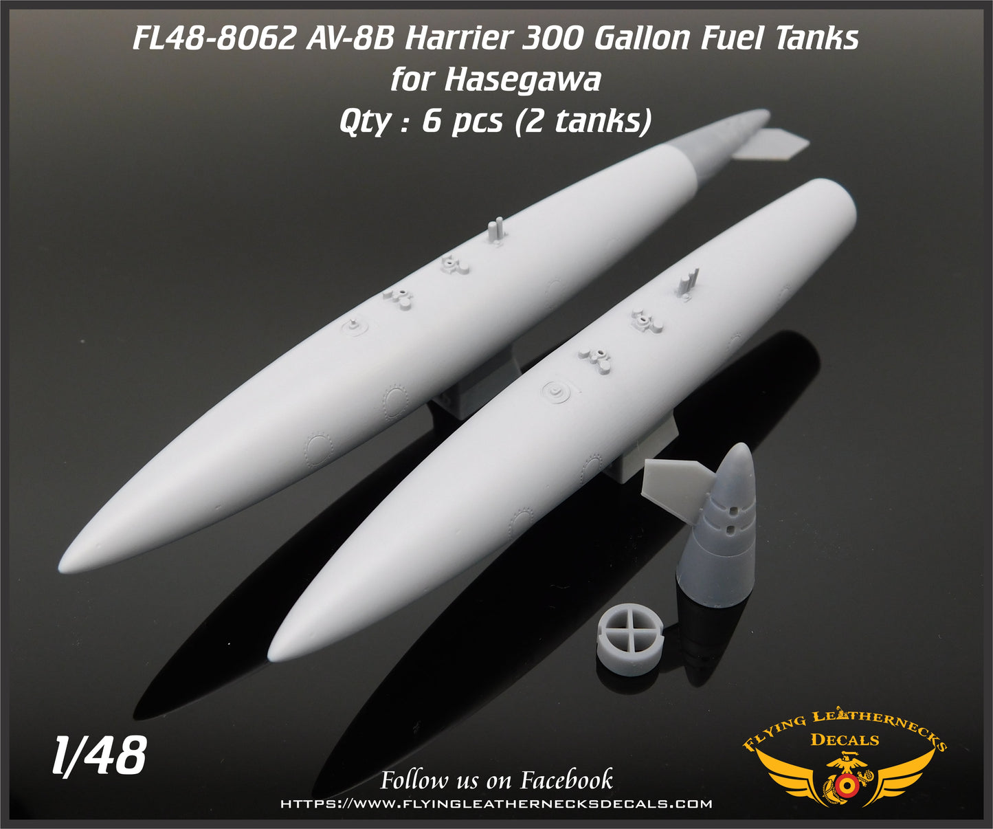 Flying Leathernecks FL48-8062 AV-8B Harrier 300gal Fuel Tank (x2) 1:48