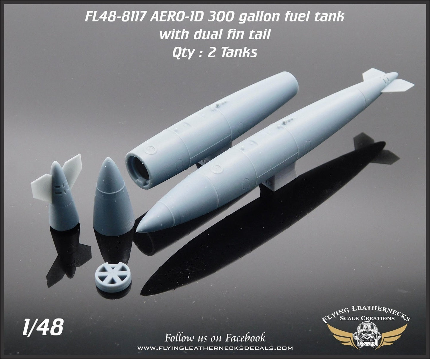 Flying Leathernecks FL48-8117 AERO-1D 300gal Tank (Two Fins) 1:48