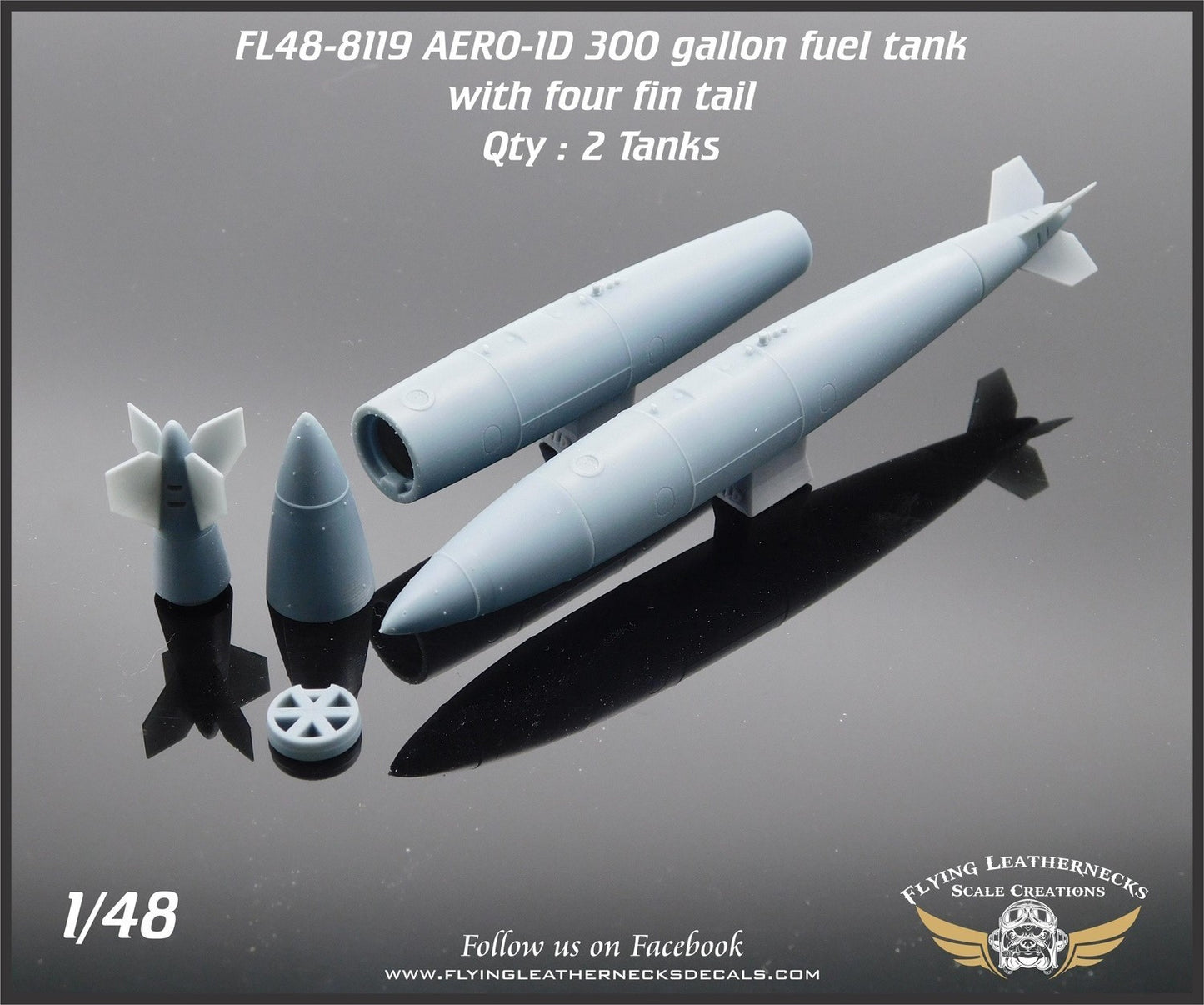 Flying Leathernecks FL48-8119 AERO-1D 300gal Tank (Four Fins) 1:48
