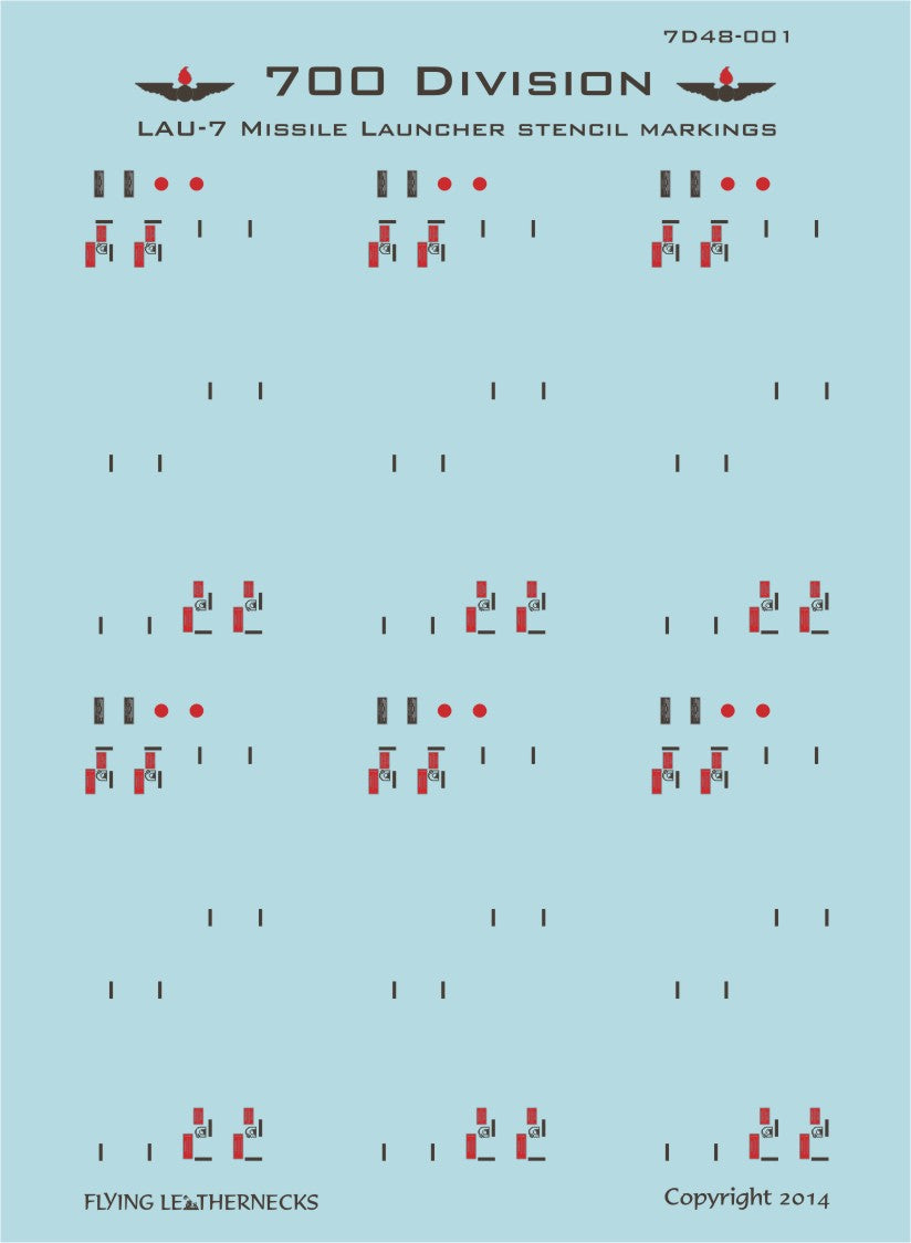 Flying Leathernecks FL7D48001 1:48 LAU-7 missile launcher stencil data markings