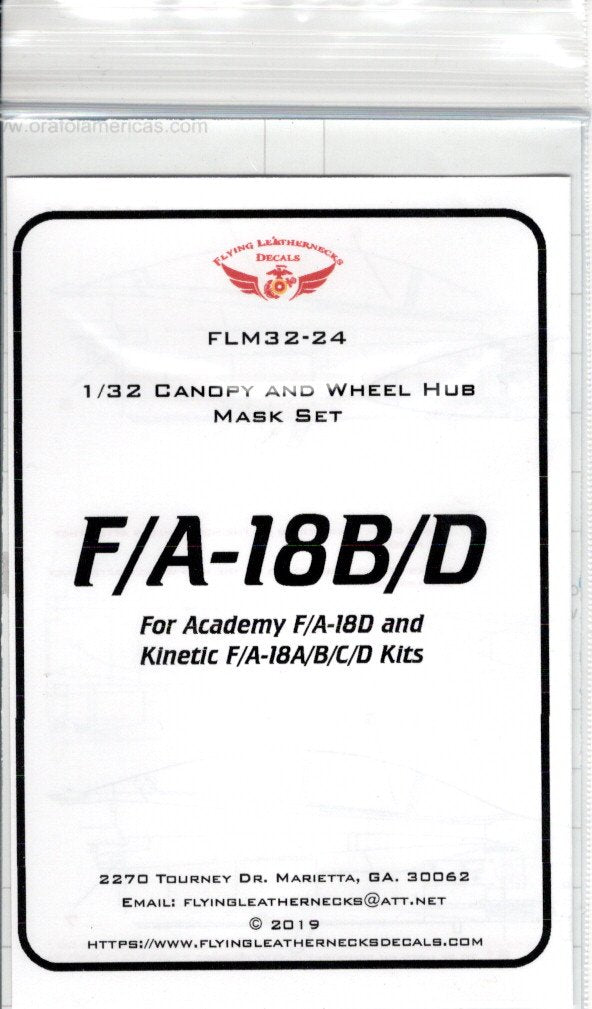 Flying Leathernecks FLM32-24 F/A-18B/D Hornet Canopy & Wheel Mask 1:32