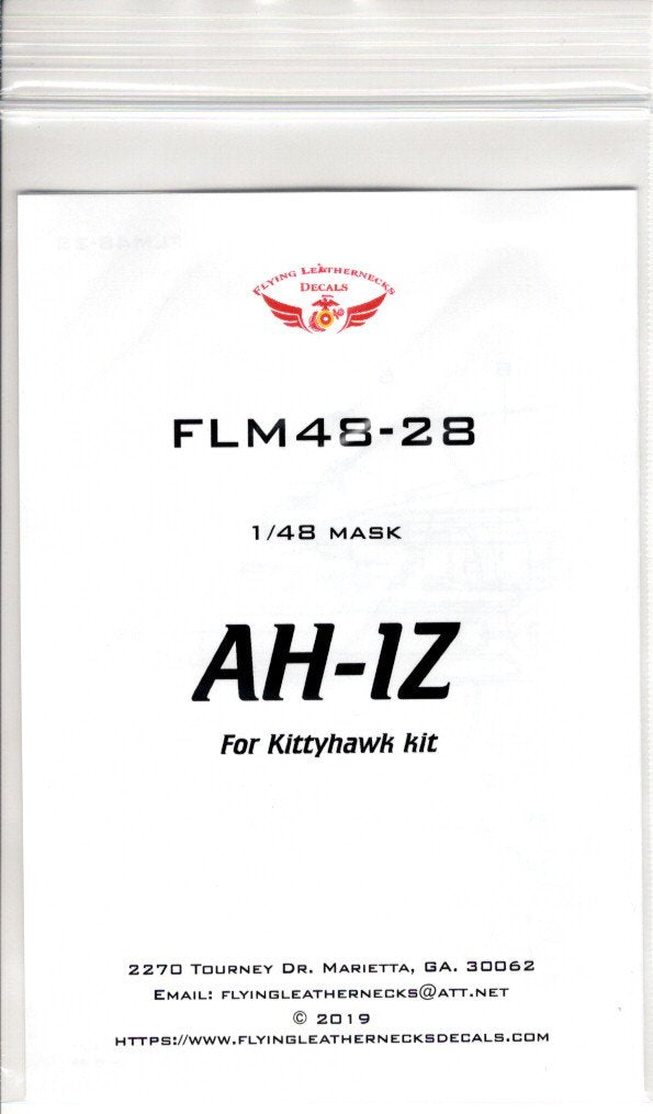 Flying Leathernecks FLM48-28 1:48 Bell AH-1Z 'Viper' canopy frame paint mask